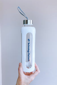 Pure Glass/Silicone Water Bottle (White)